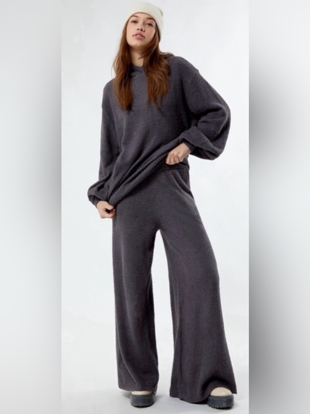 WeWoreWhat Wide Leg Pull On Pant in Dark Grey